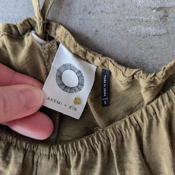 Anthropologie Akemi + Kin Green Suspender Wide Leg Jumpsuit Romper small - Picture 5 of 7